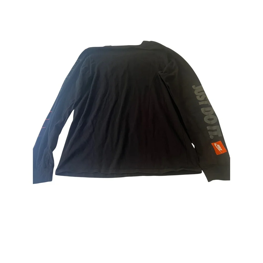Nike Mens Long Sleeve Graphic T-Shirt Black Orange Multi Swoosh Just Do It